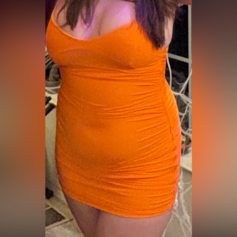 Lucy in the sky orange mesh party dress
